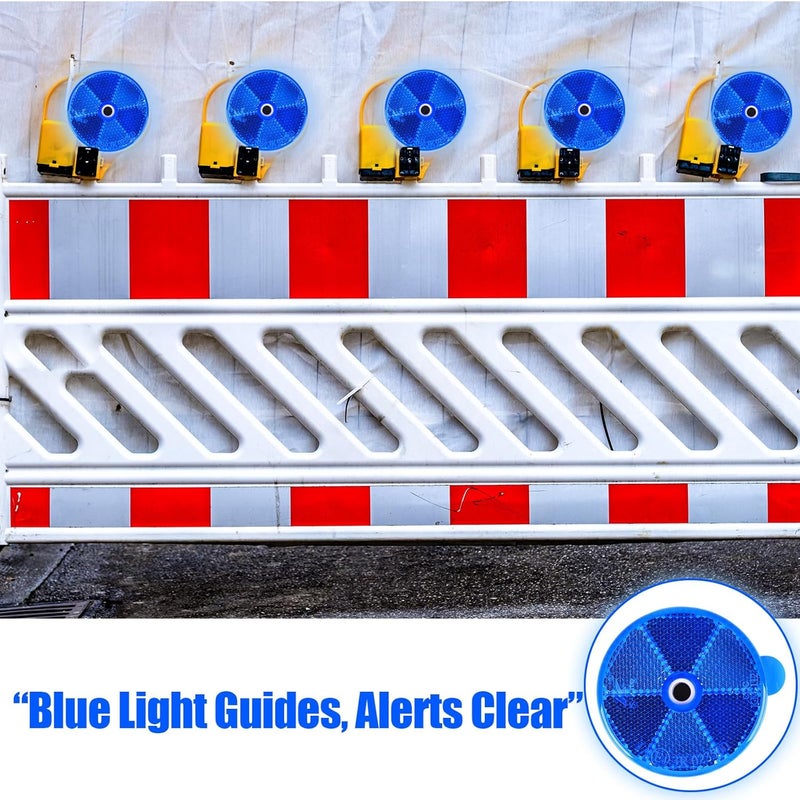 Kingdder 16 Pack Front Round Reflector for Driveway Fence Gate Posts Trailers Safety Reflectors with Center Mounting Holes Automobiles Boats Mailboxes (Blue) - Image 5